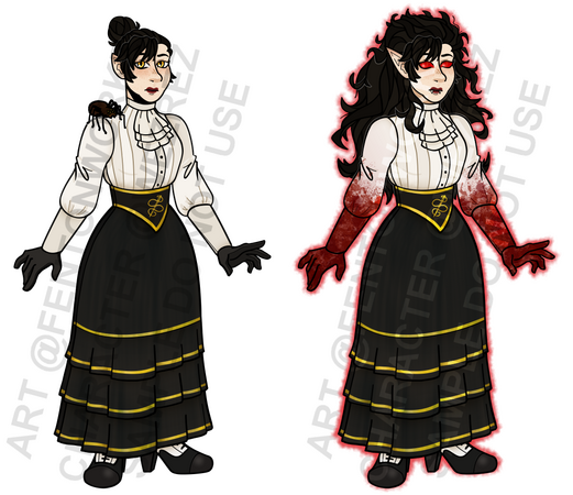 two full-body coloured commissions for @wezrez